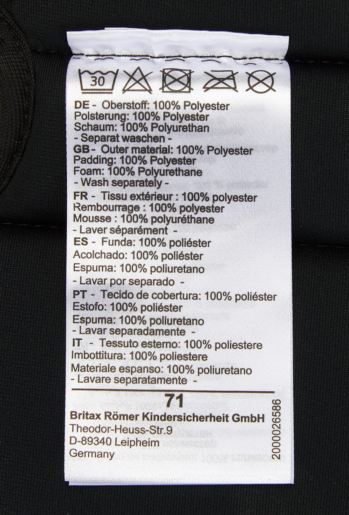 Britax Römer pehmendus turvatoolile (Comfort Insert), must