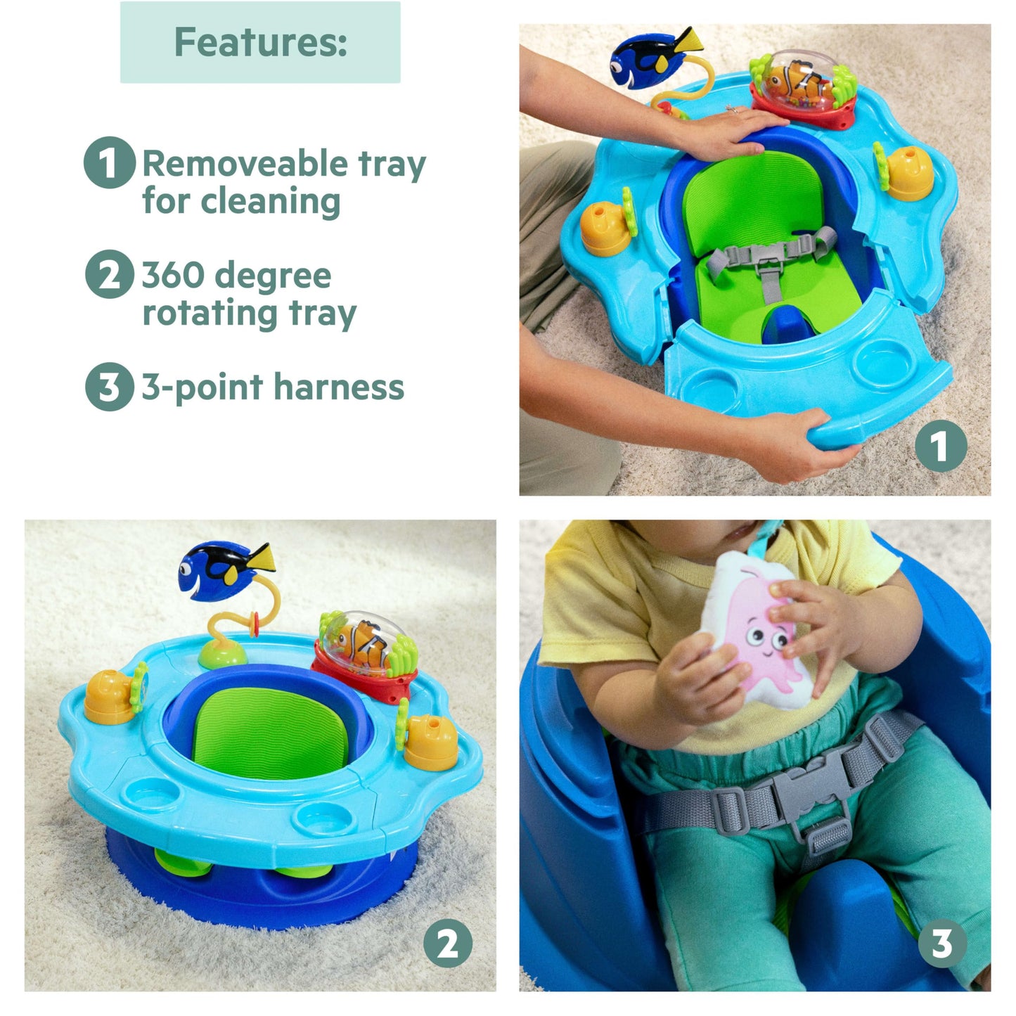 Bright Starts Disney Baby Finding Nemo 3-ühes SuperSeat iste beebile, sinine