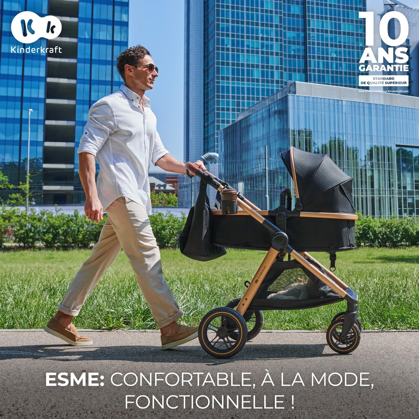 Kinderkraft ESME 3in1 jalutuskäru koos MINK PRO i-Size turvahälliga, beež
