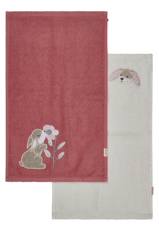 Sterntaler lasten käsipyyhe Hase Hanni 2 kpl, 50 x 30 cm, helmenvaaleanpunainen