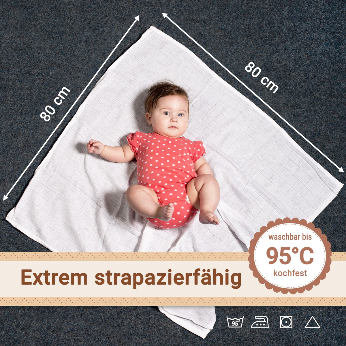 ZOLLNER musliiniliinat 10 kpl, 80 x 80 cm, valkoinen