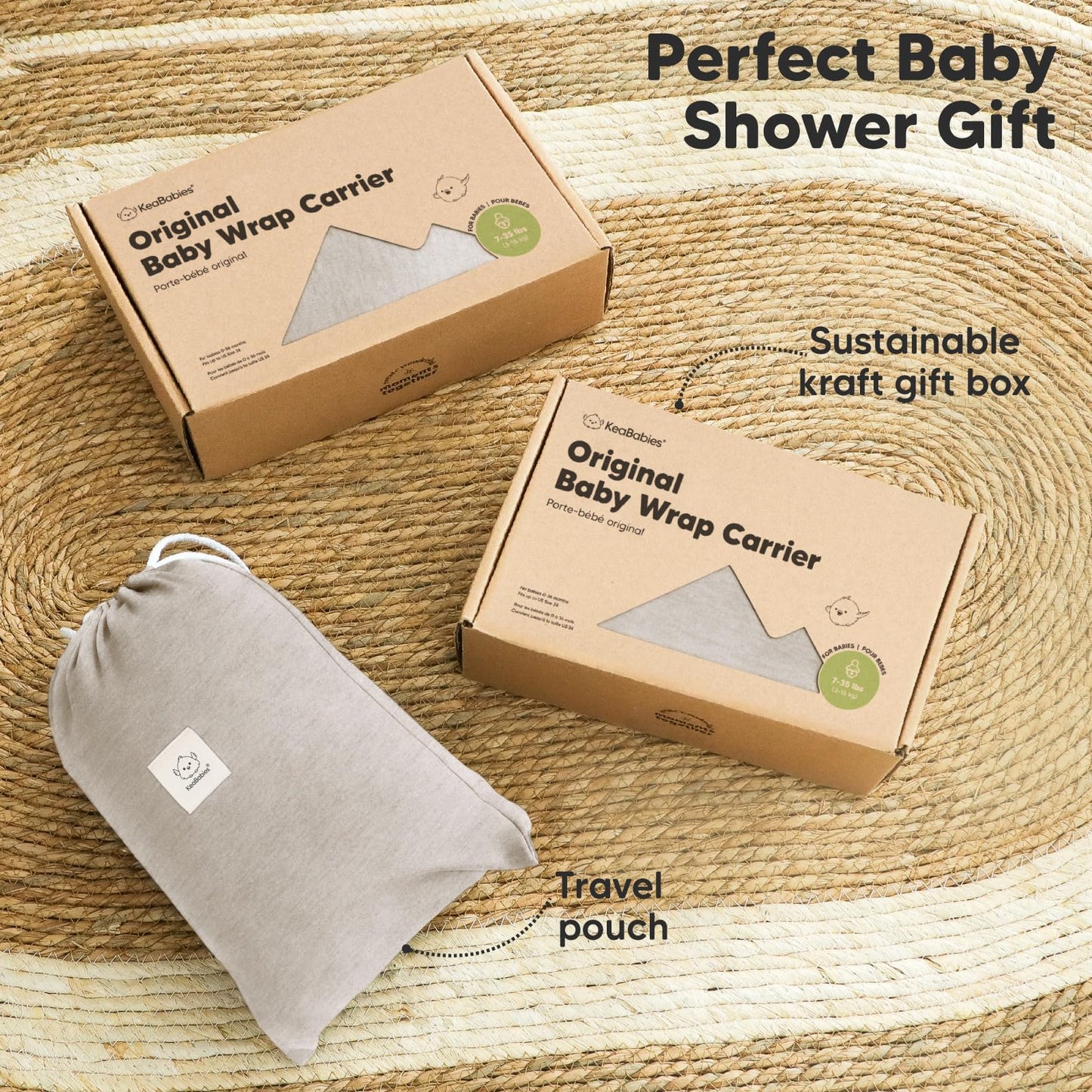 KeaBabies beebikandelina Original – ergonoomiline, stone gray (vastsündinust väikelapseni)