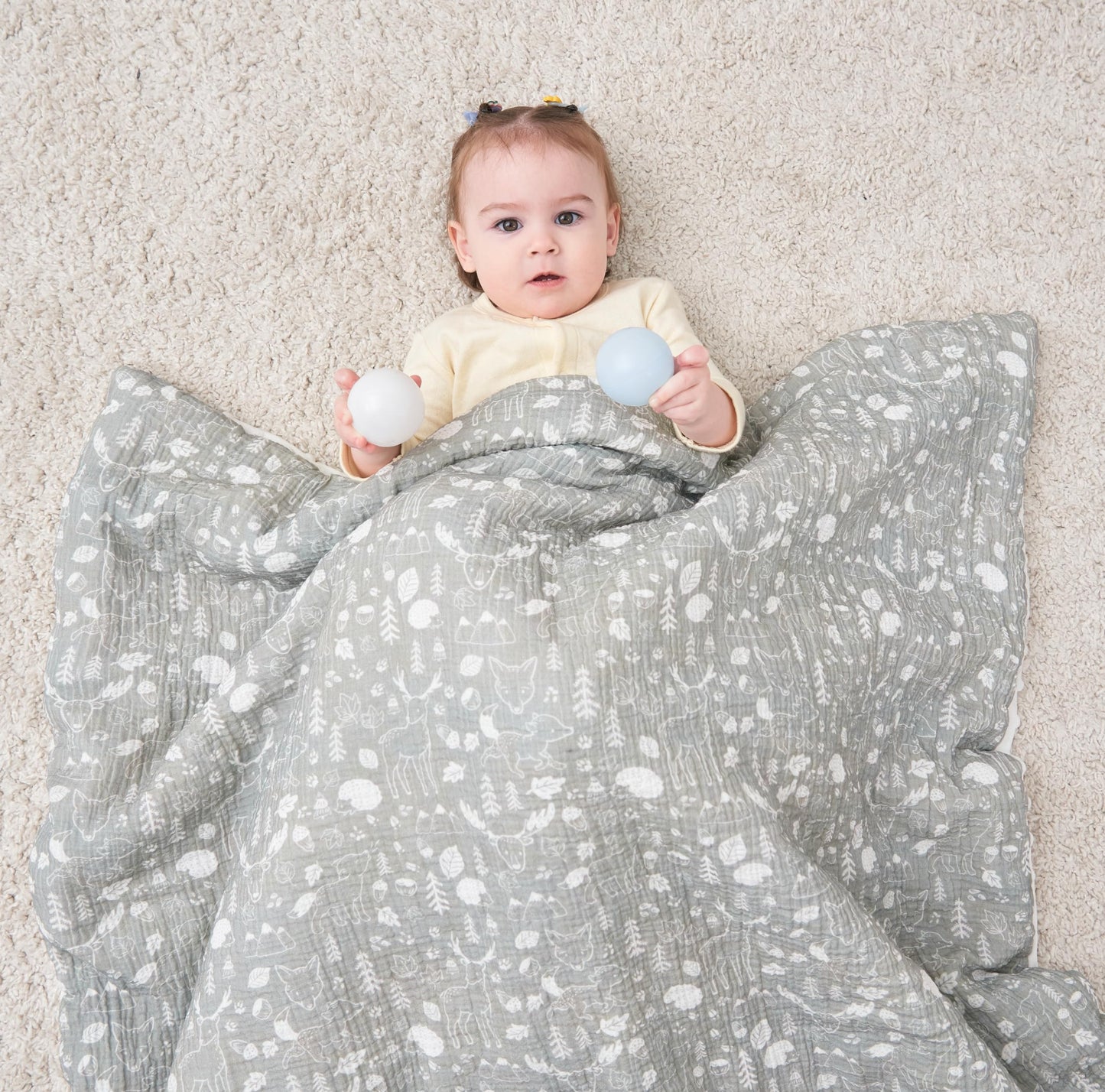 SUPERBE BEBE beebitekk musliinpuuvilla ja minky’ga, 75×100 cm, Woodland Animals