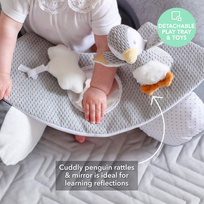 Nuby Penguin Sit-Me-Up täispuhutav iste mängualusega, 6+ kuud
