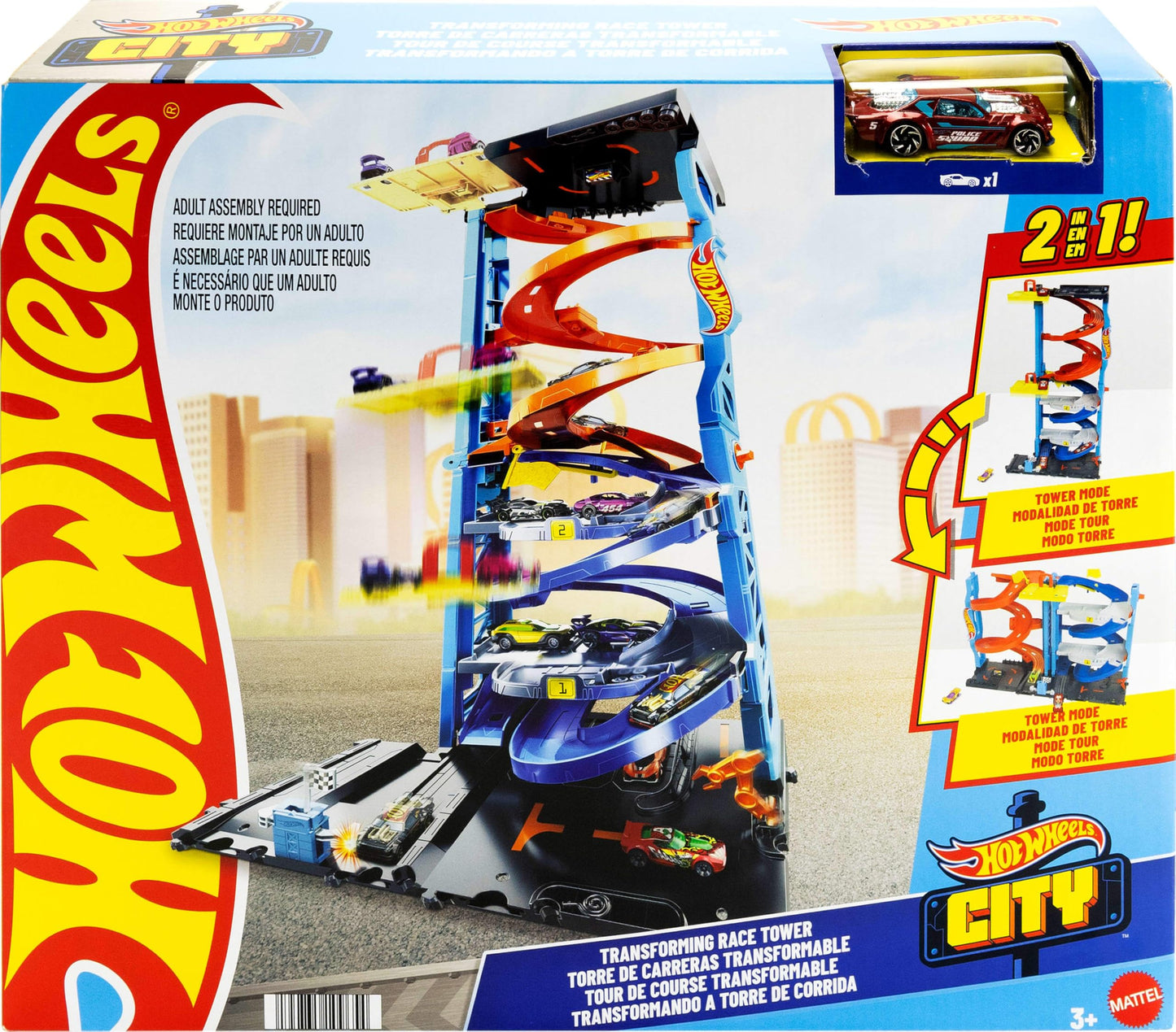 Hot Wheels City 2-in-1 renntorn, üherajalisest tornist kahe rajaga võidusõidurajaks muudetav (HKX43)