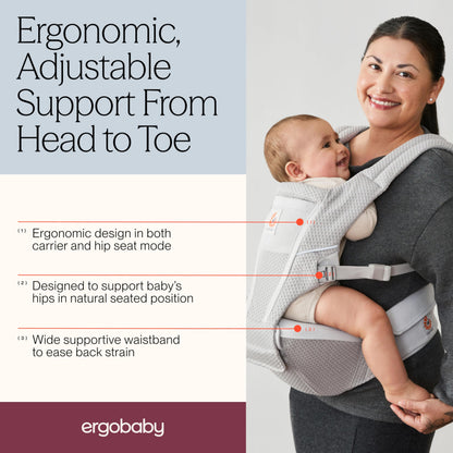 Ergobaby Alta kandekott SoftFlex Mesh, Pearl Grey, 4–48 kuud