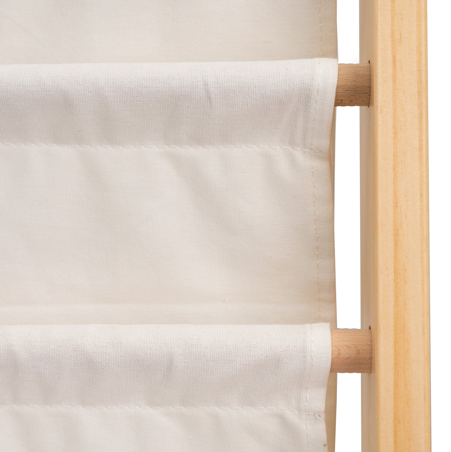 Laste raamaturiiul kangast taskutega 76,5 cm - 6 taskut, puit + puuvill