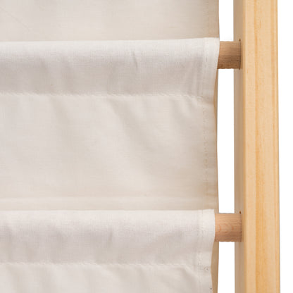 Laste raamaturiiul kangast taskutega 76,5 cm - 6 taskut, puit + puuvill