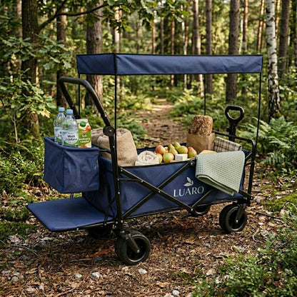 LUARO kokkupandav matka- või rannakäru varikatusega 120L – tumesinine