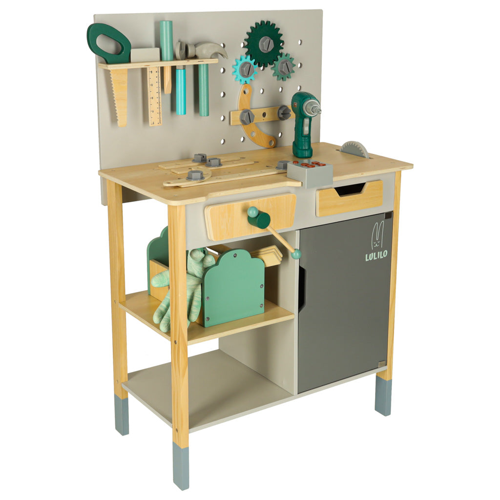 LULILO Fikso puidust tööpink lastele koos tööriistade ja helidega, 86 cm
