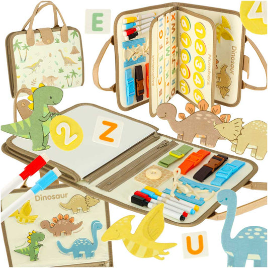 Vildist sensoorne tegelusraamat dinosaurus – Montessori kohver
