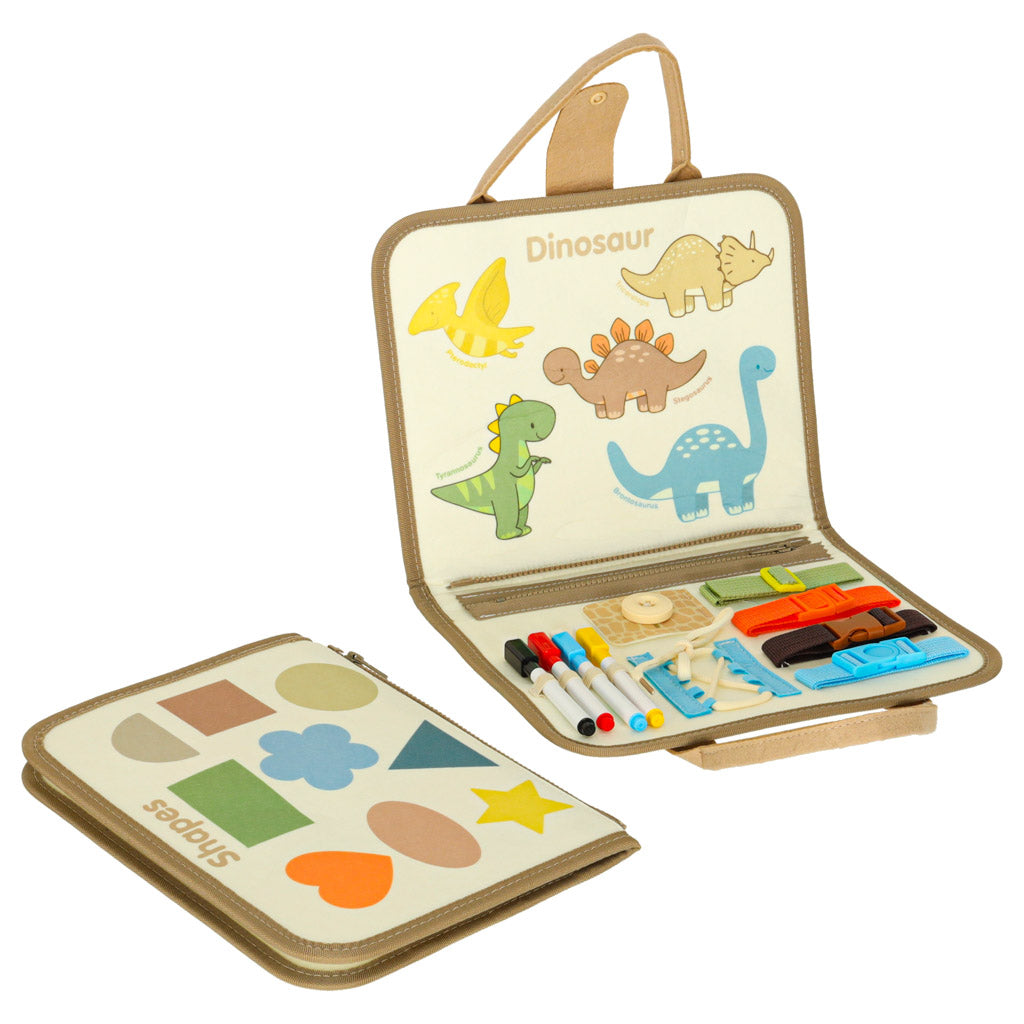 Vildist sensoorne tegelusraamat dinosaurus – Montessori kohver