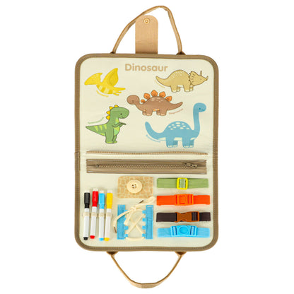 Vildist sensoorne tegelusraamat dinosaurus – Montessori kohver