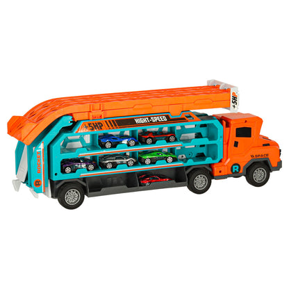 Autonkuljetusauto ja kaksikaistainen kilparata, oranssi (3 vuoden iästä alkaen)