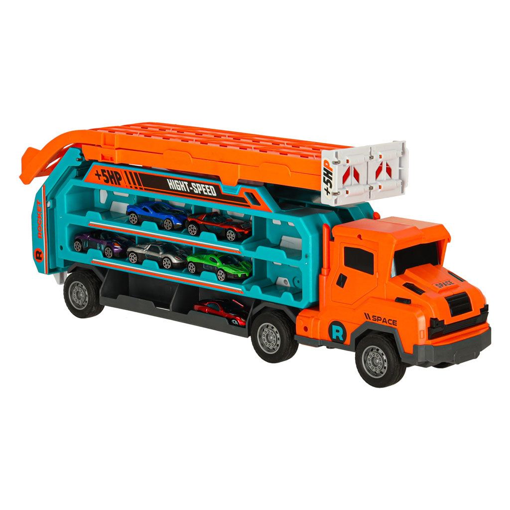 Autonkuljetusauto ja kaksikaistainen kilparata, oranssi (3 vuoden iästä alkaen)