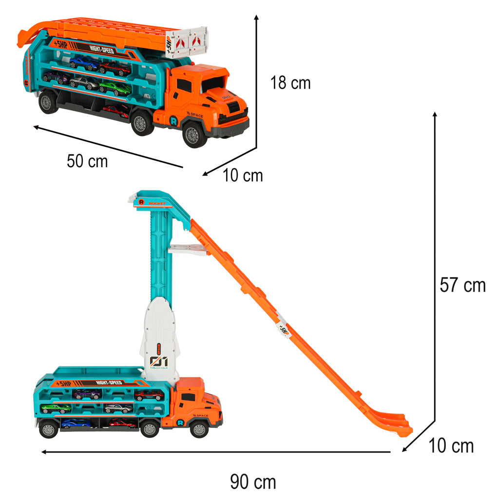 Autonkuljetusauto ja kaksikaistainen kilparata, oranssi (3 vuoden iästä alkaen)