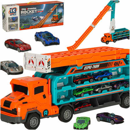 Autonkuljetusauto ja kaksikaistainen kilparata, oranssi (3 vuoden iästä alkaen)