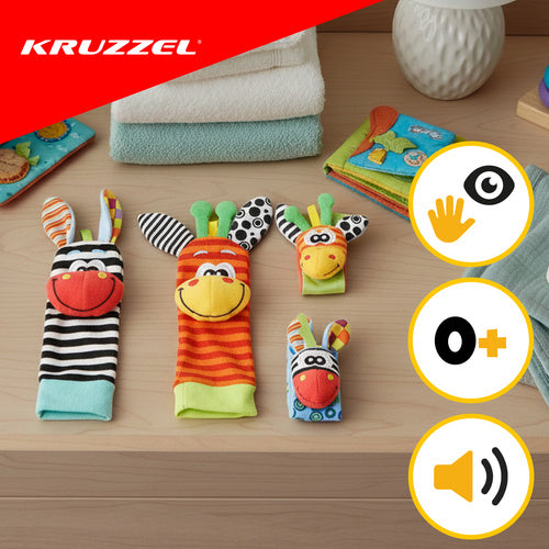 Kruzzel vauvan rannehelistimet ja helistinsukat, 4-osainen setti (0+)
