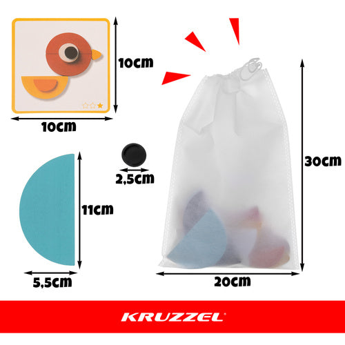 Kruzzel puinen muotopalapeli eläinaiheilla, 29 muotoa ja 20 korttia (3+)