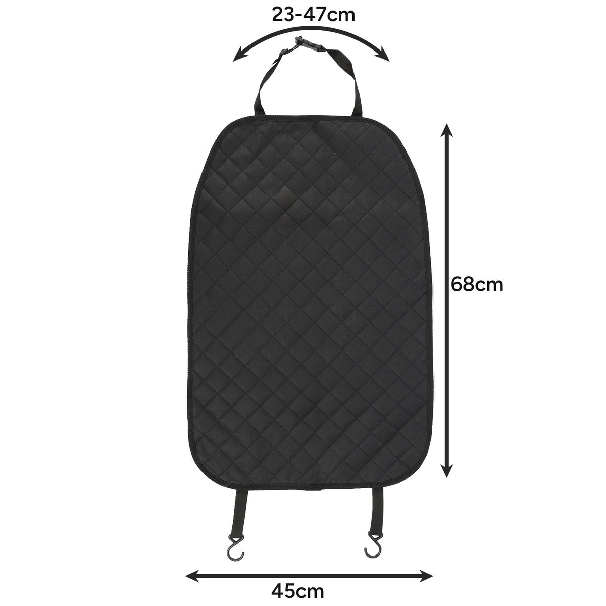Auton istuimen selkänojan suoja, vedenpitävä ja yleismallinen, 45 × 68 cm, musta
